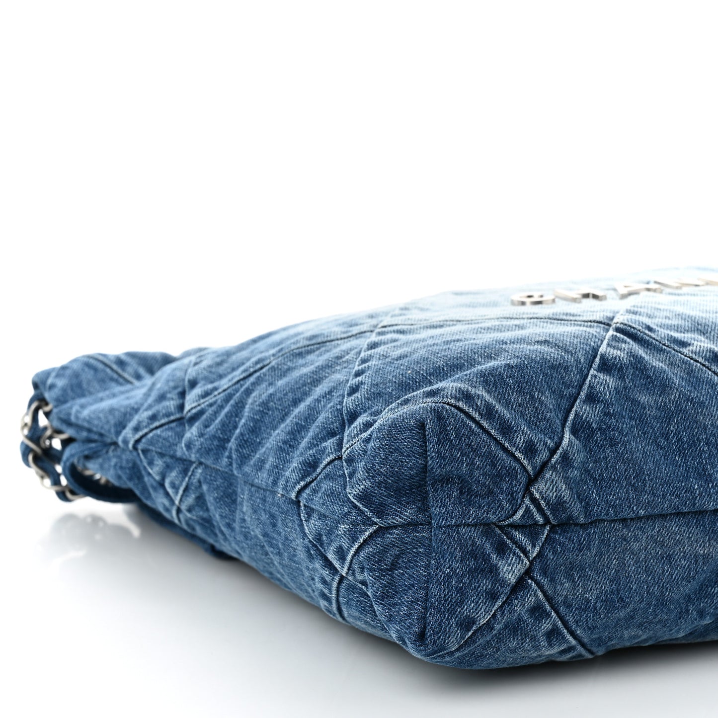 Denim Quilted Small Chanel 22 Blue