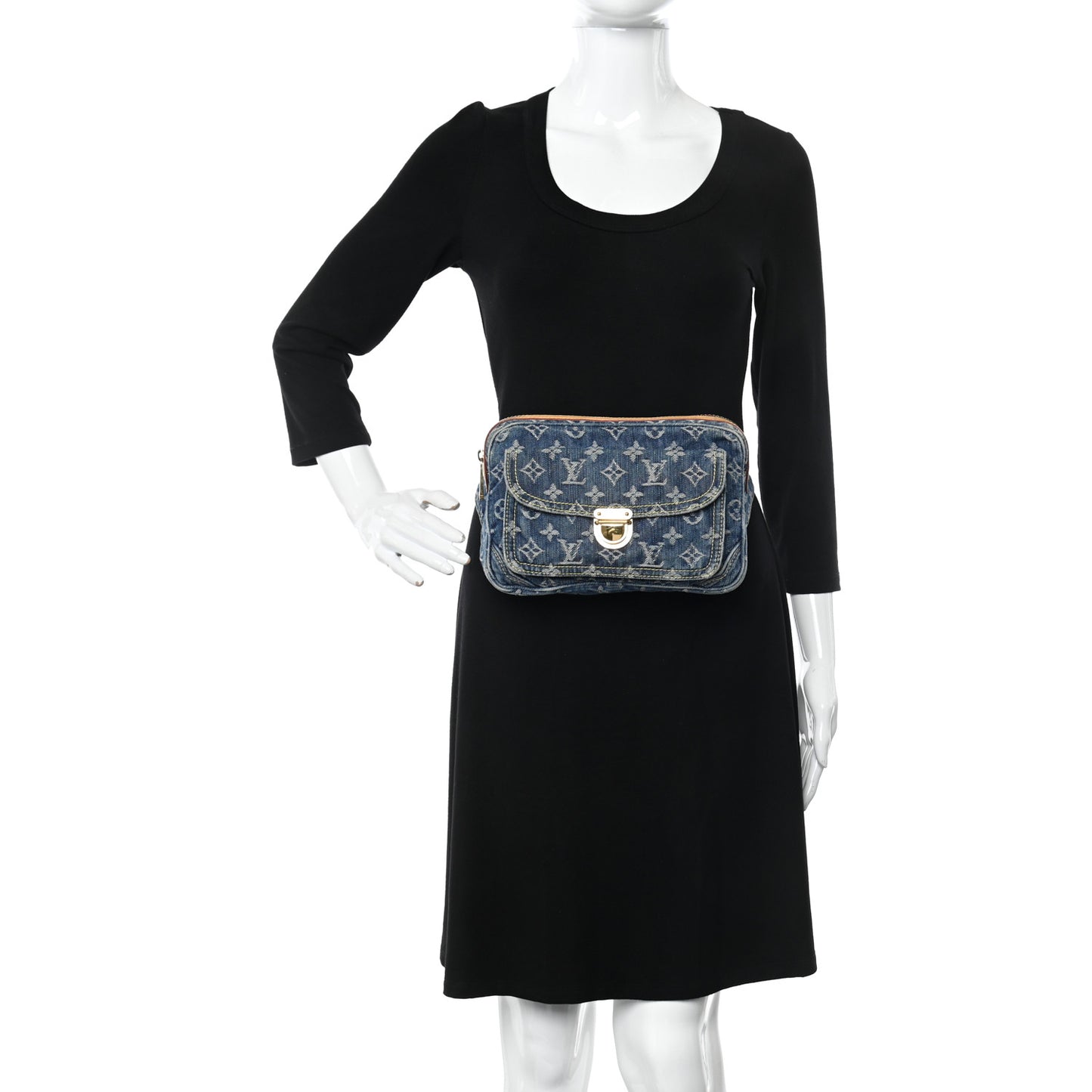 Monogram Denim Bum Bag Blue