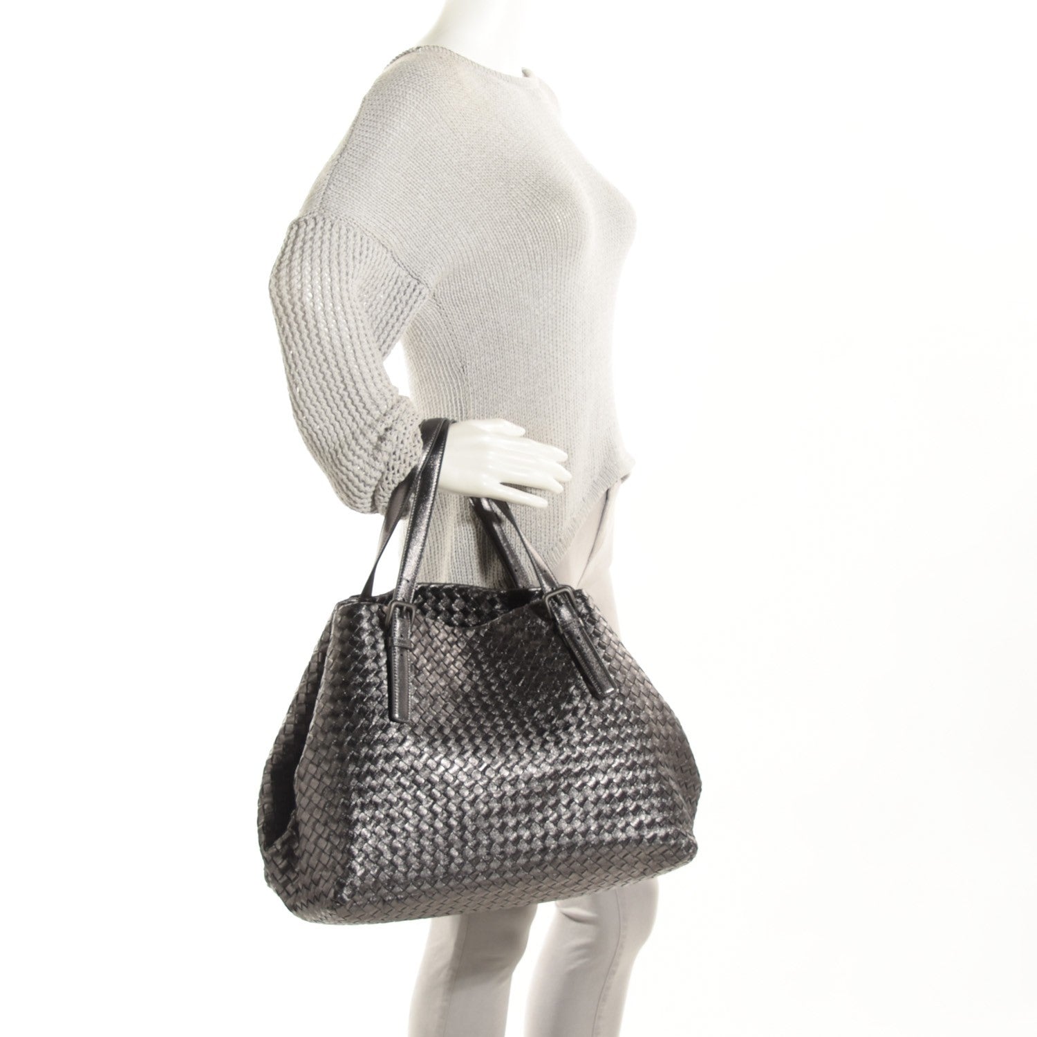 Bottega Veneta Grosgrain Intrecciato Large Seamless Tote Argento 2 of 8