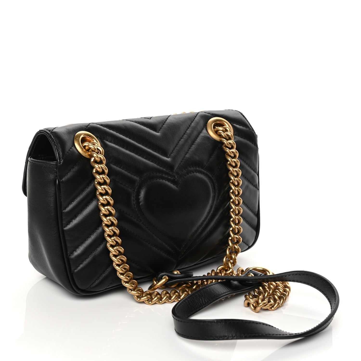 Gucci Calfskin Matelasse Mini GG Marmont Shoulder Bag Black 2 of 9
