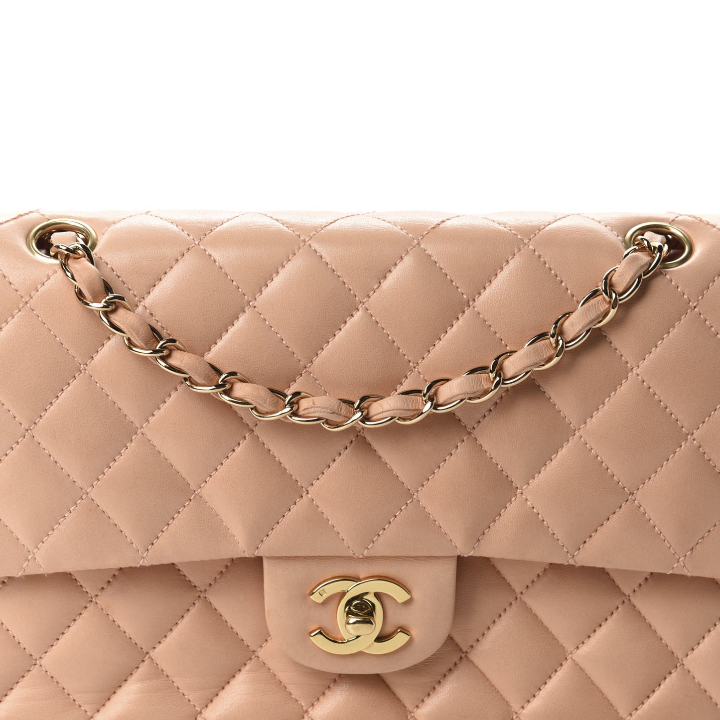 Lambskin Quilted Medium Double Flap Salmon Pink