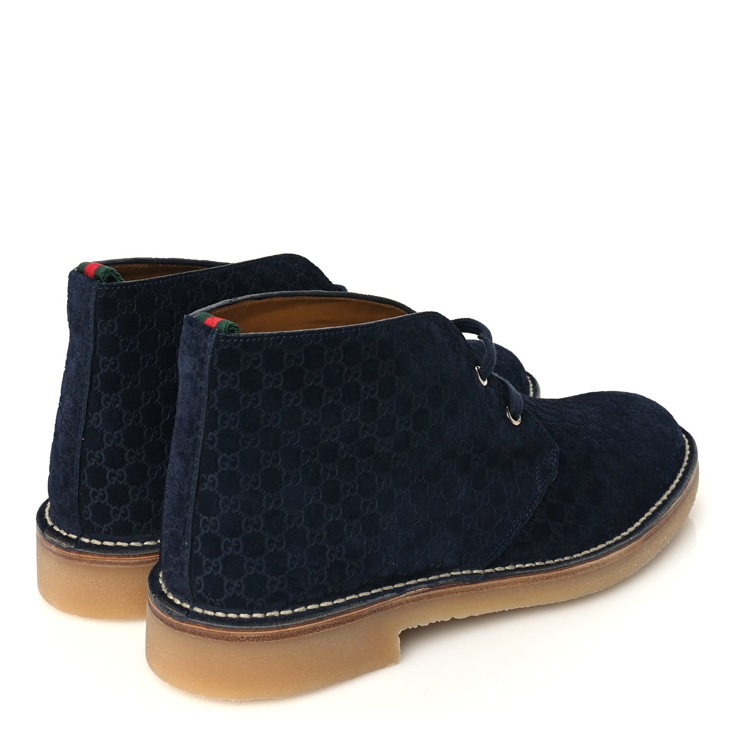 Gucci Suede Microguccissima Moreau GG Mens Ankle Boot 8  Navy 4 of 8