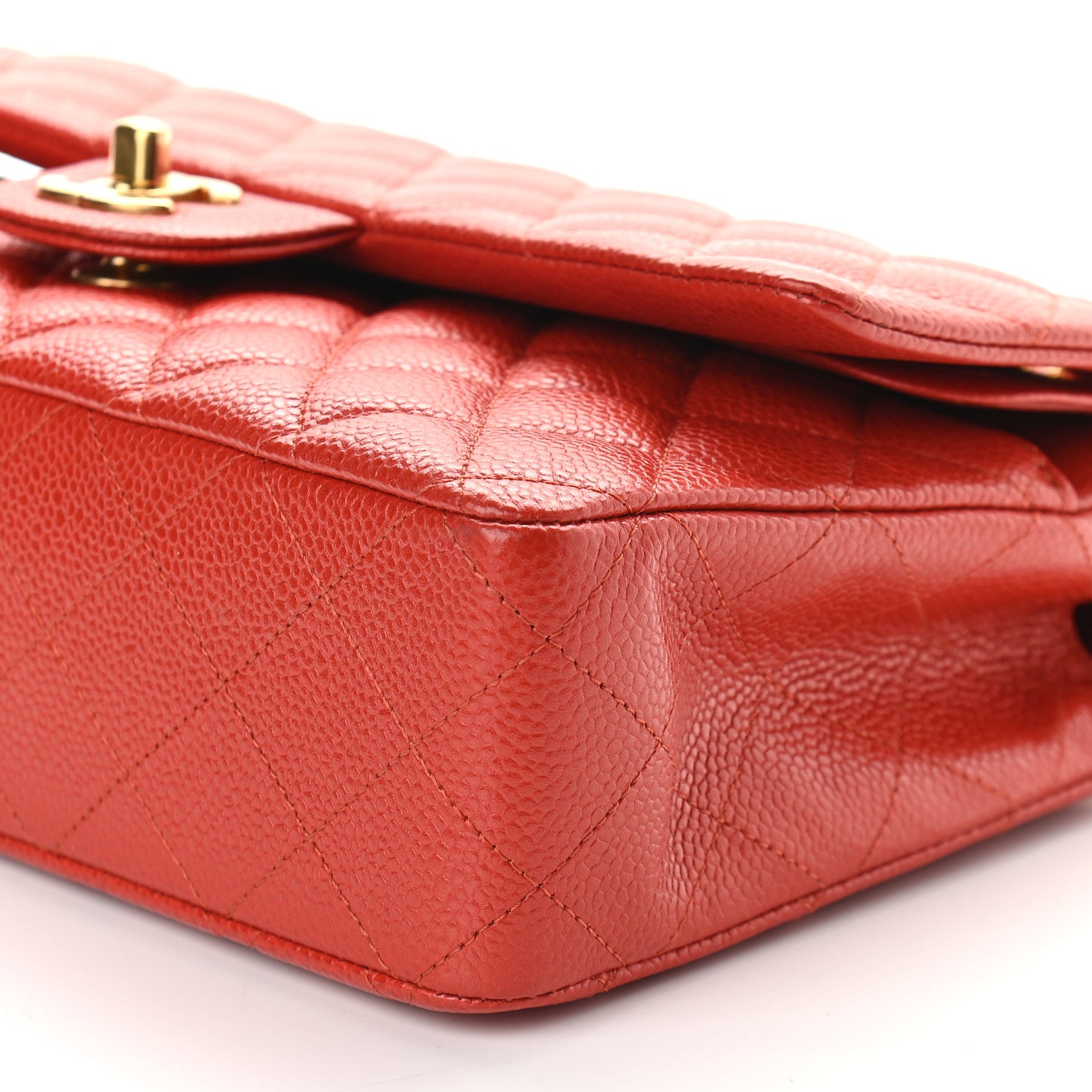 Chanel Caviar Quilted Medium Double Flap Orange 9 of 11