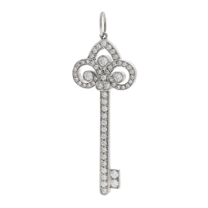Tiffany Platinum Diamond Fleur De Lis Key Pendant 1 of 4