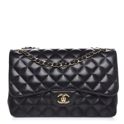 Chanel Lambskin Quilted Jumbo Double Flap Black 1 of 9
