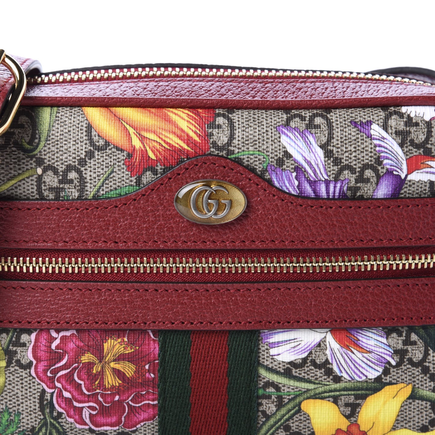 GG Supreme Monogram Flora Web Mini Ophidia Shoulder Bag Red