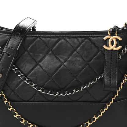 Chanel Aged Smooth Calfskin Quilted Medium Gabrielle Logo Hobo Black 8 of 10