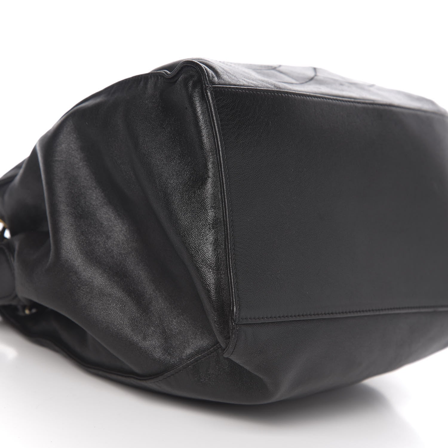 Chanel Lambskin CC Stitched Drawstring Bucket Bag Black 11 of 13