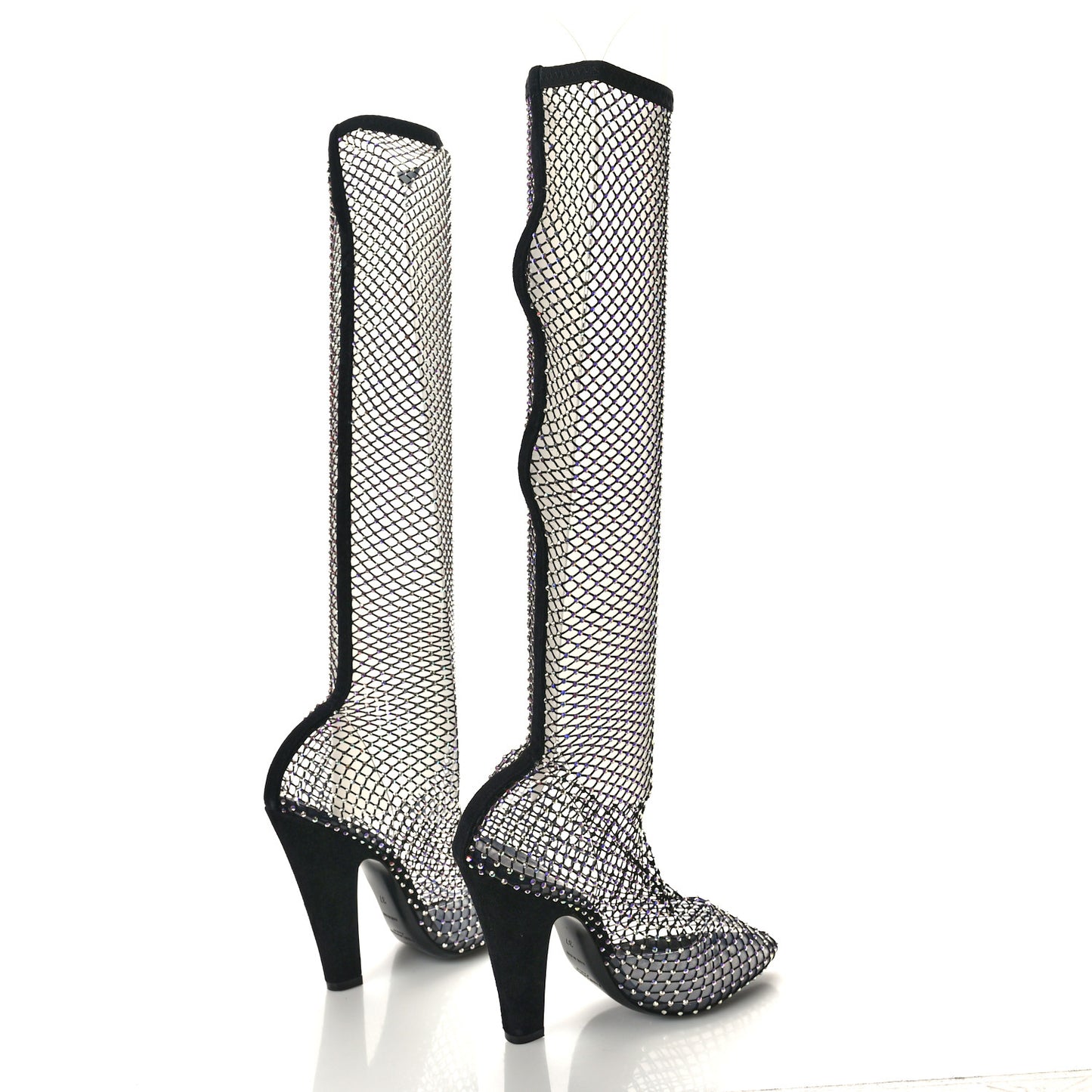 Mesh Crystal Koller 100 Knee High Boots 37 Black