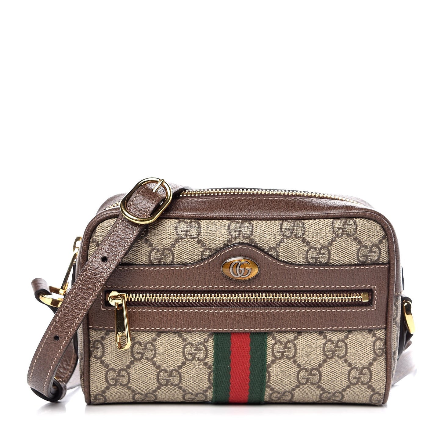 GG Supreme Monogram Web Mini Ophidia Shoulder Bag Brown