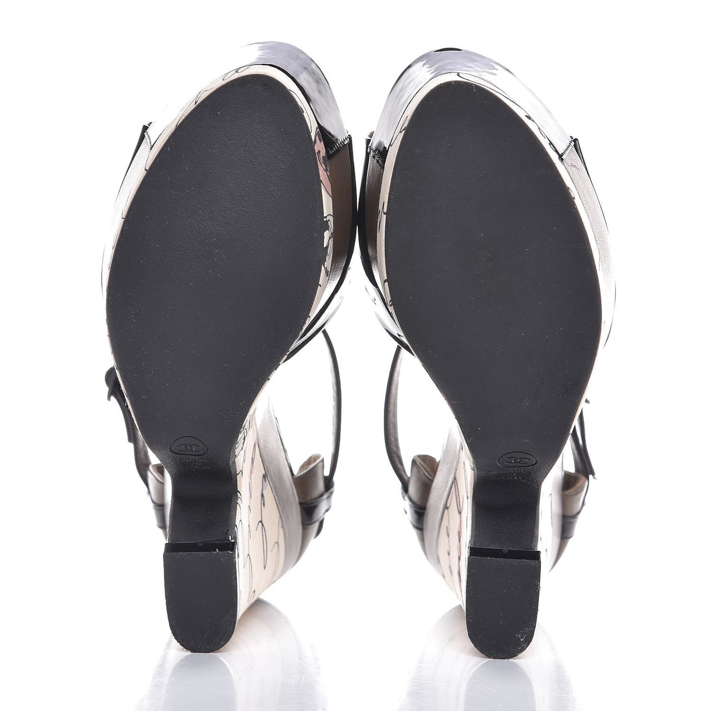 Patent Cursive Logo Wedge Sandals 39 Multicolor