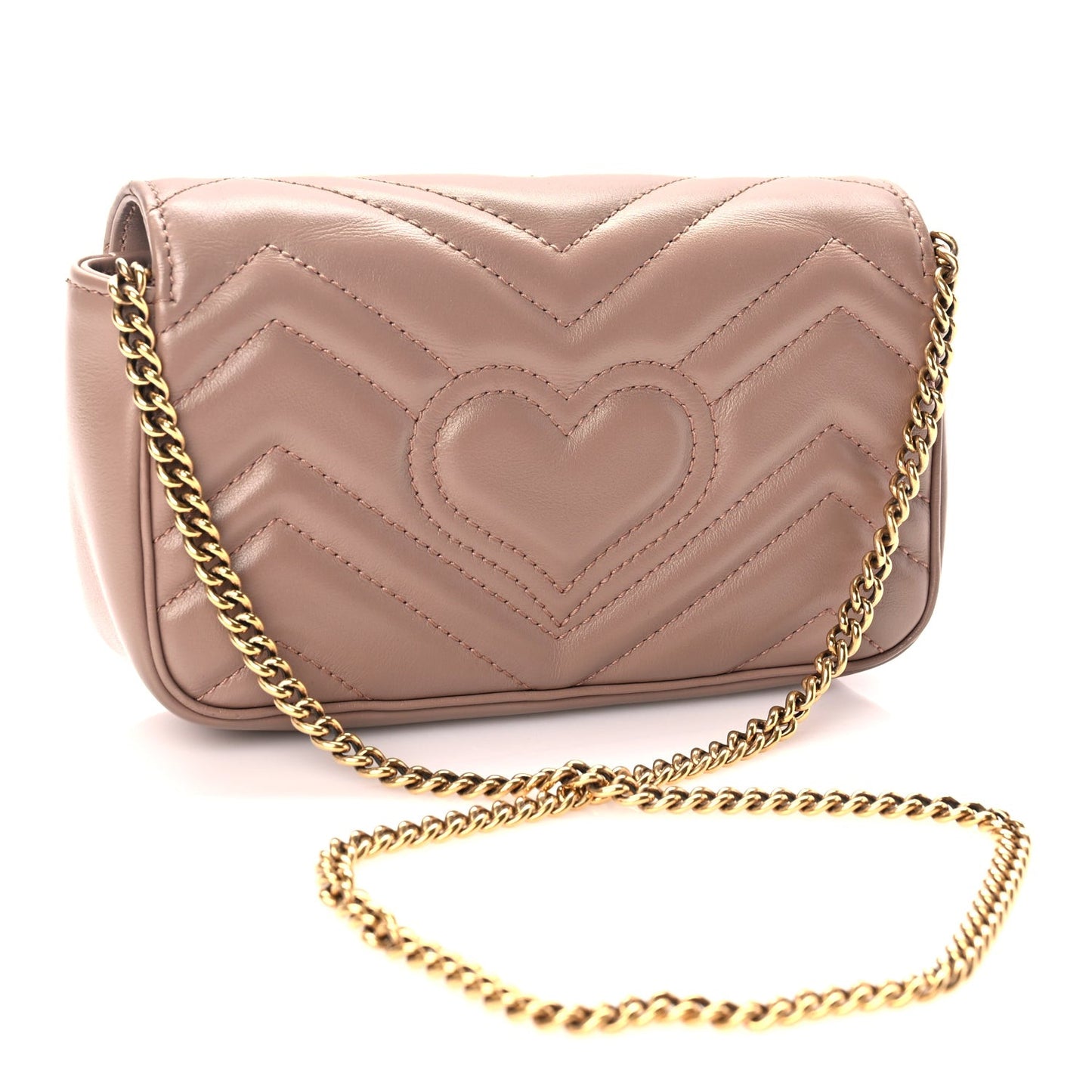 Calfskin Matelasse Super Mini GG Marmont Shoulder Bag Porcelain Rose