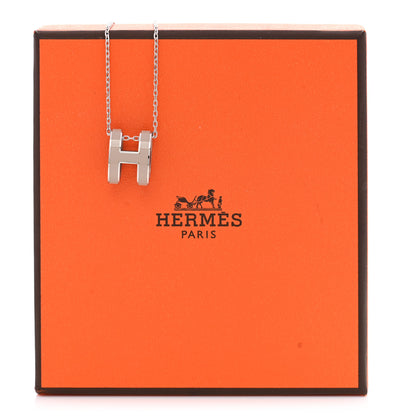 Hermes Lacquered Palladium Pop H Pendant Necklace Marron Glace 7 of 7