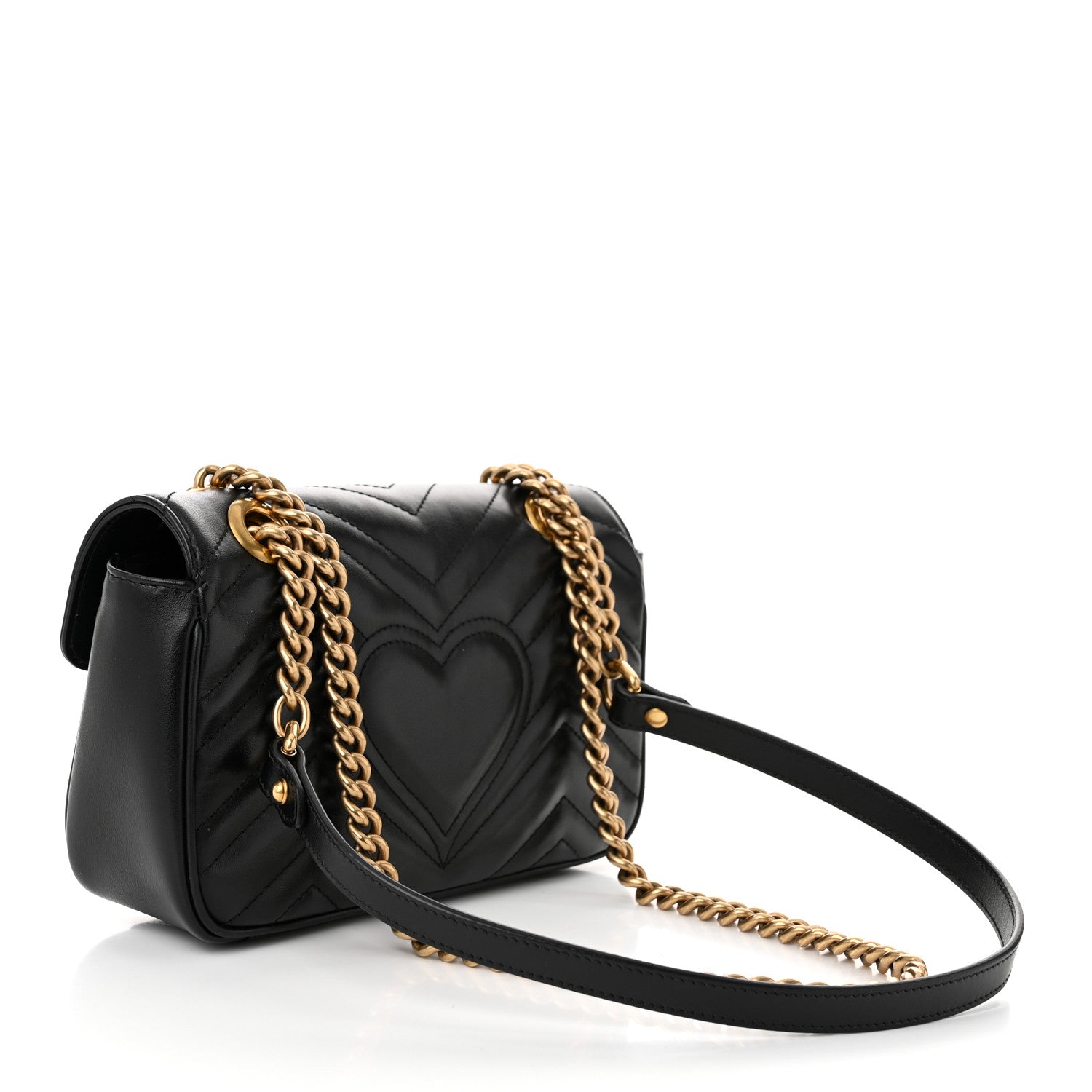 Gucci Calfskin Matelasse Mini GG Marmont Shoulder Bag Black 3 of 10