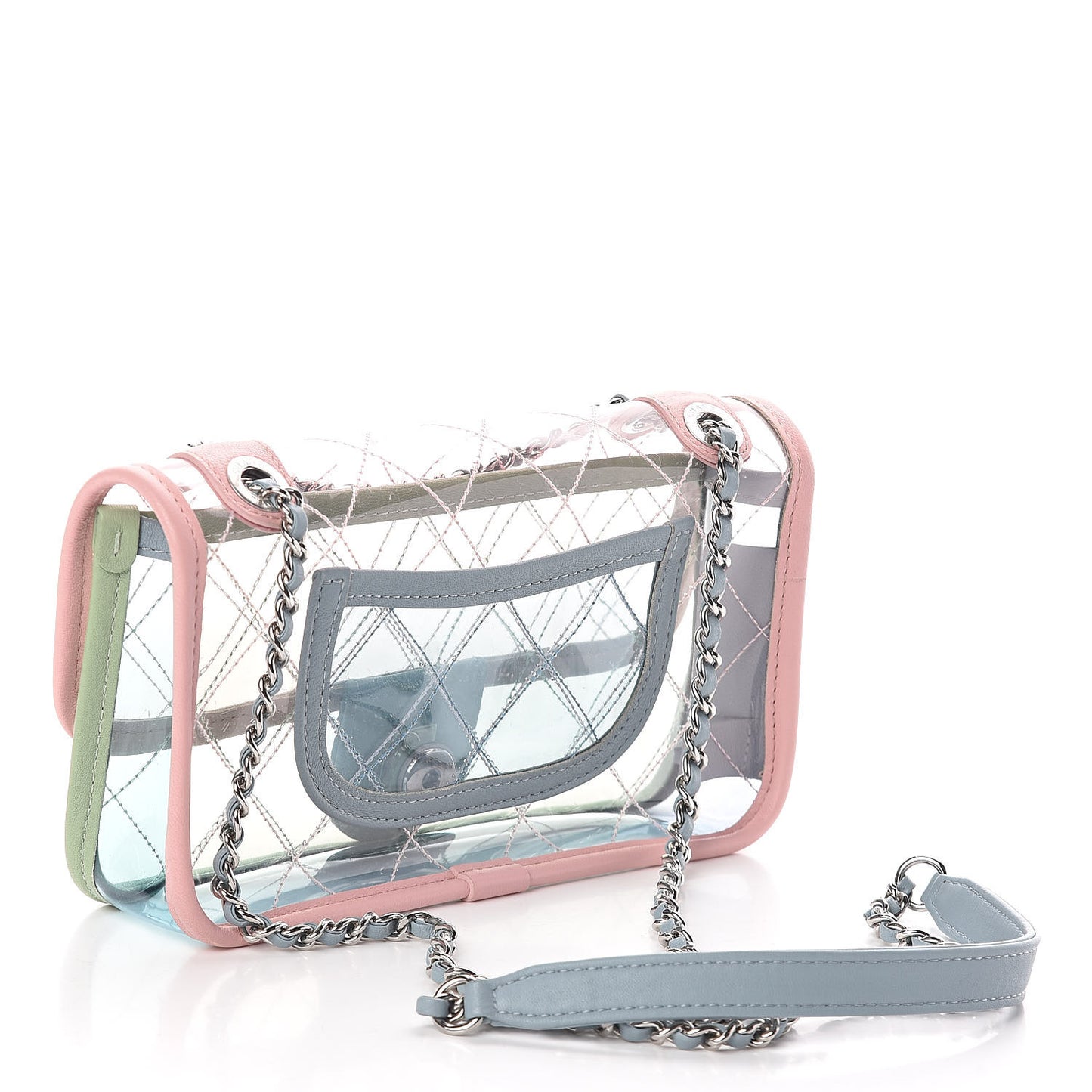 Lambskin PVC Quilted Mini Coco Splash Flap Blue Green