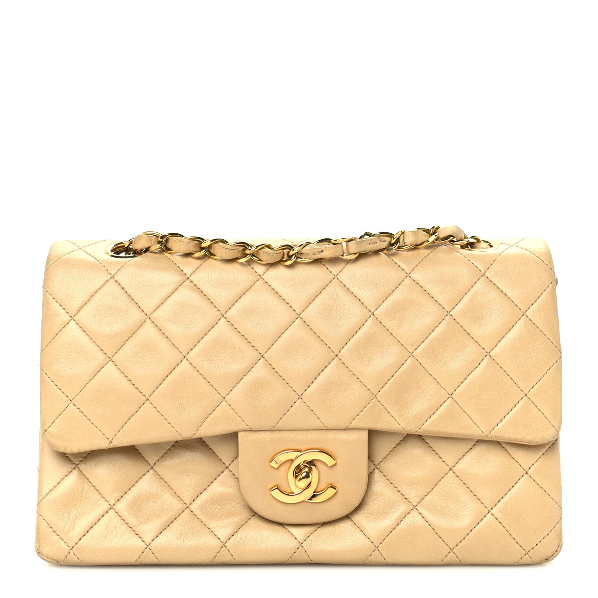 Chanel Lambskin Quilted Small Double Flap Beige 1 of 9