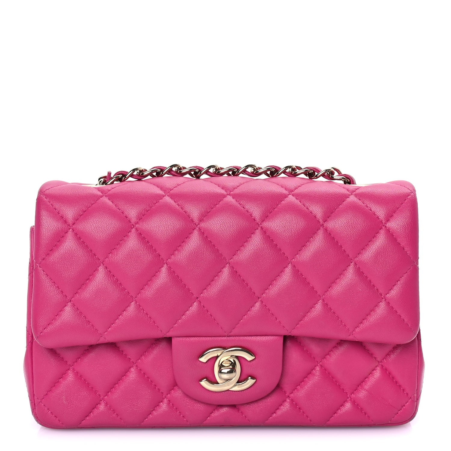 Chanel Lambskin Quilted Mini Rectangular Flap Dark Pink 1 of 7