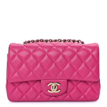 Chanel Lambskin Quilted Mini Rectangular Flap Dark Pink 1 of 7