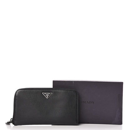 Prada Saffiano Metal Zip Around Wallet Black 15 of 15