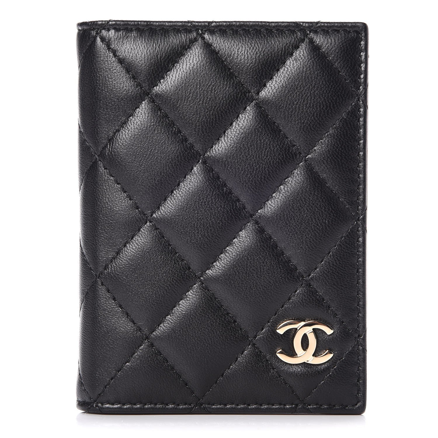 Chanel Lambskin Quilted Card Holder Wallet Black 1 of 8