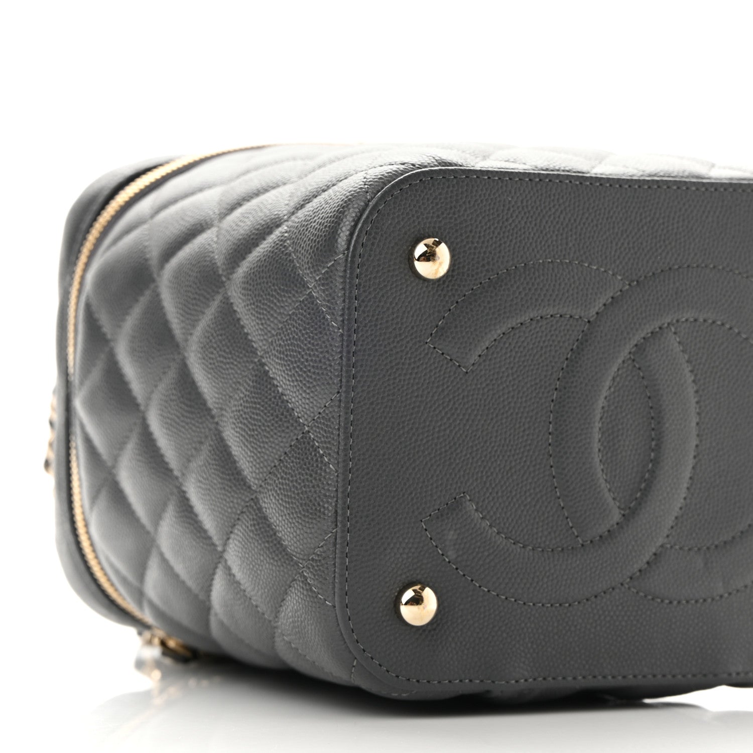 Chanel Caviar Quilted Small Top Handle Vanity Case With Chain Dark Grey 9 of 10