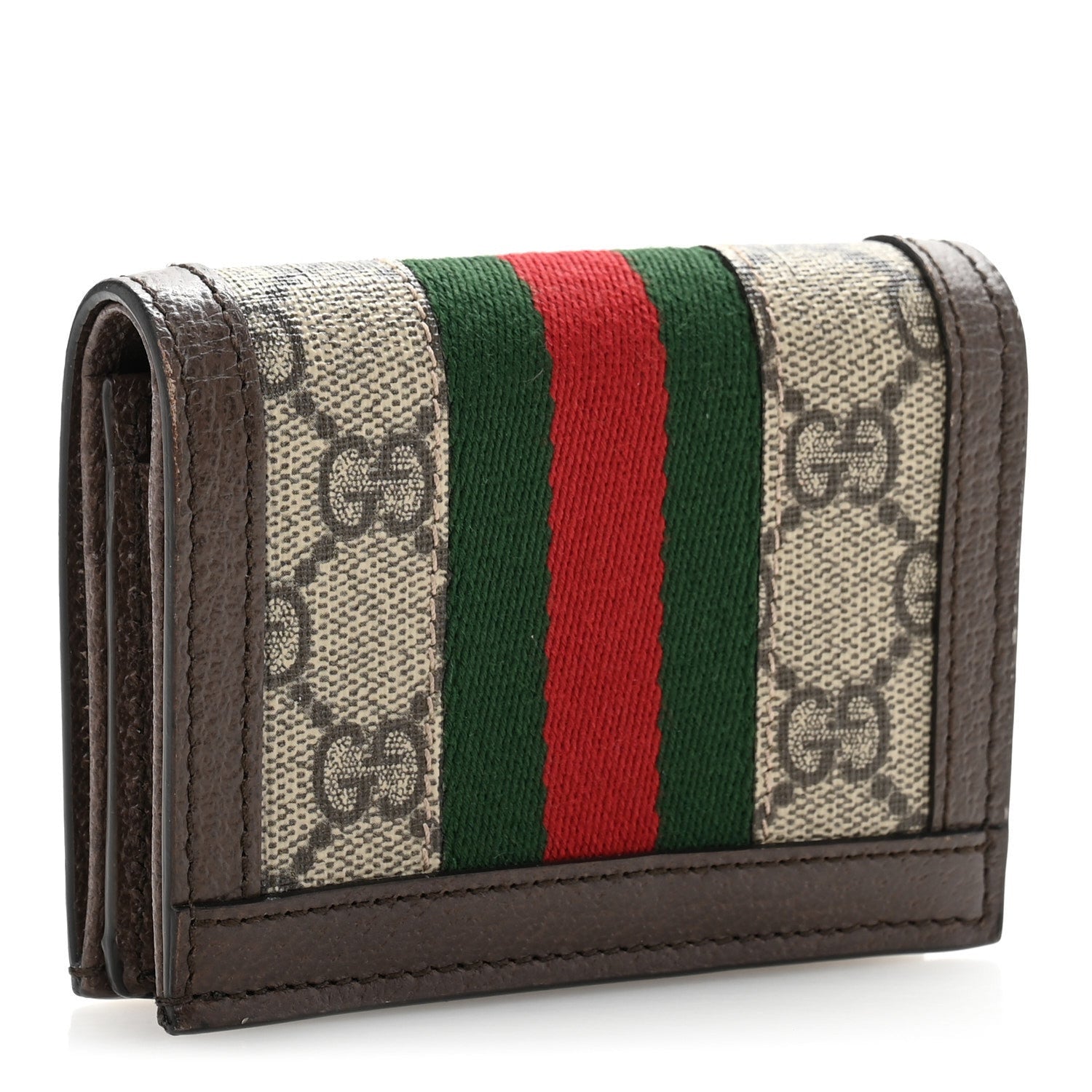 Gucci GG Supreme Monogram Web Ophidia Card Case Beige New Acero 3 of 7