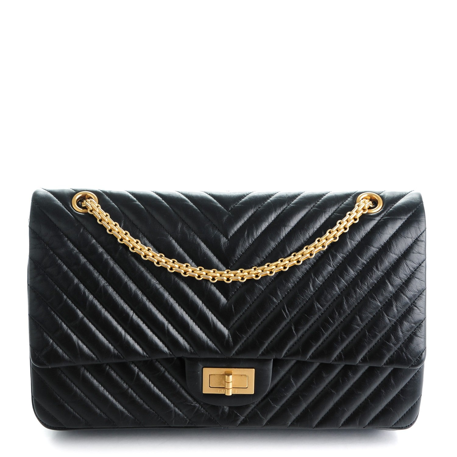 Chanel Aged Calfskin Chevron Quilted 2.55 Reissue 227 Flap Black 1 of 7