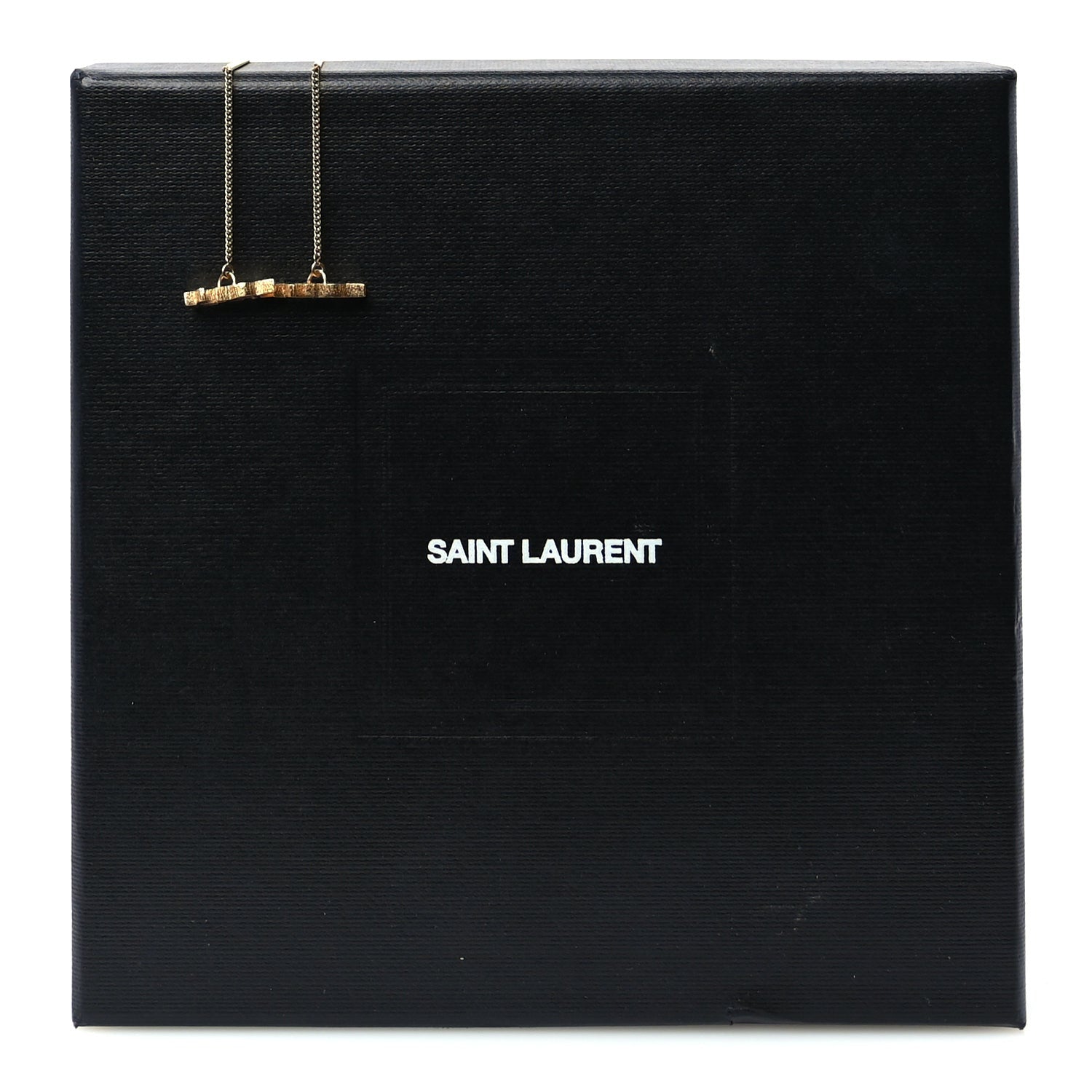 Saint Laurent Metal Monogram Pendant Threader Earrings Gold 4 of 4