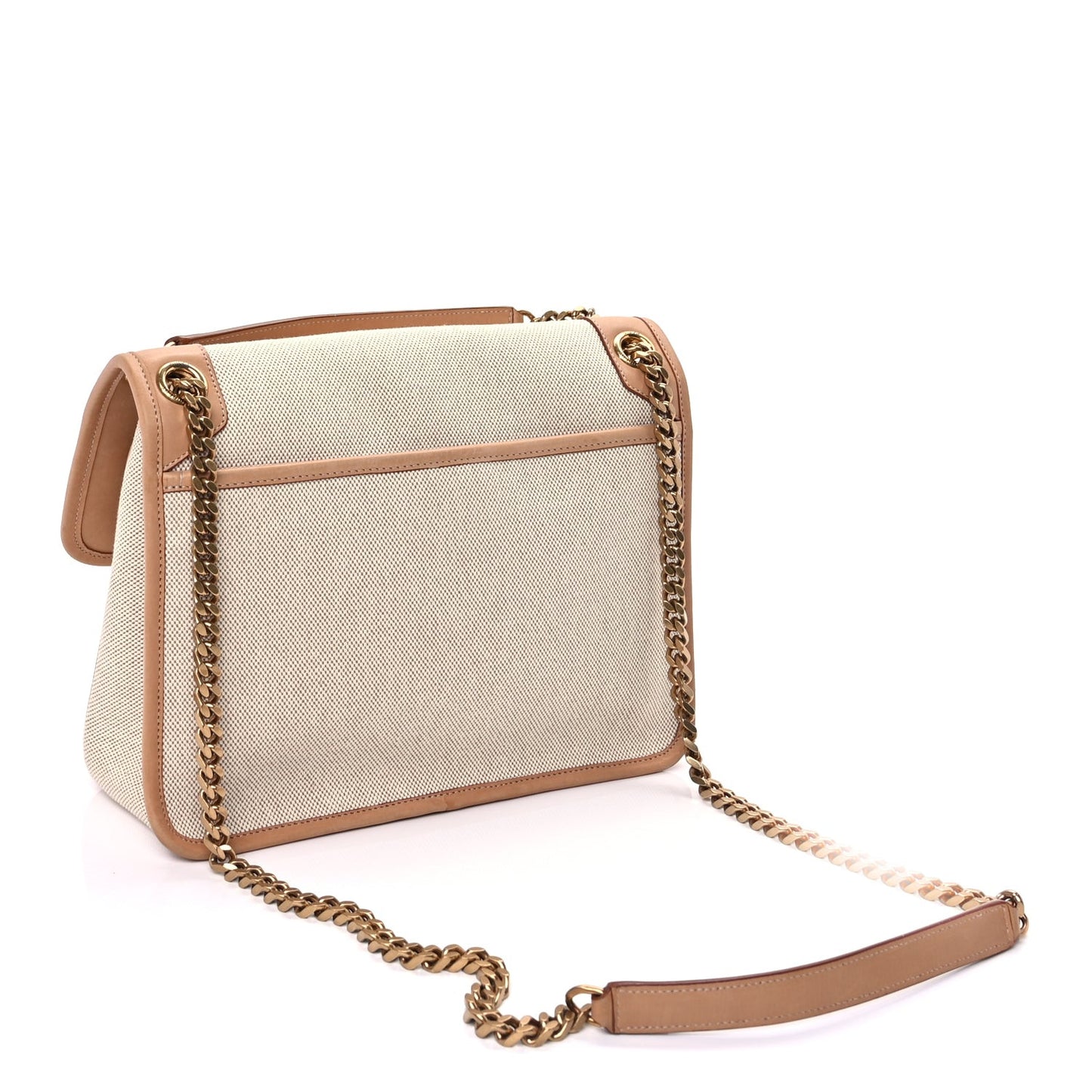 Cotton Canvas Vintage Calfskin Monogram Medium Niki Chain Satchel  Cream Tan