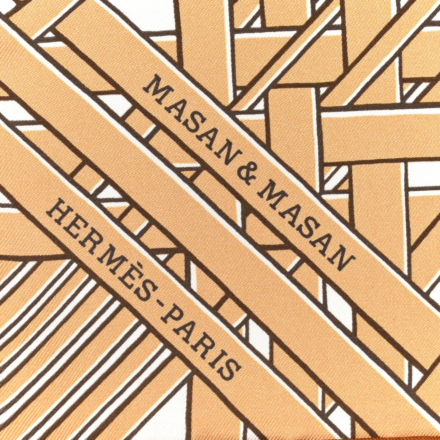 Silk Masan & Masan Scarf 90 White Beige Gris