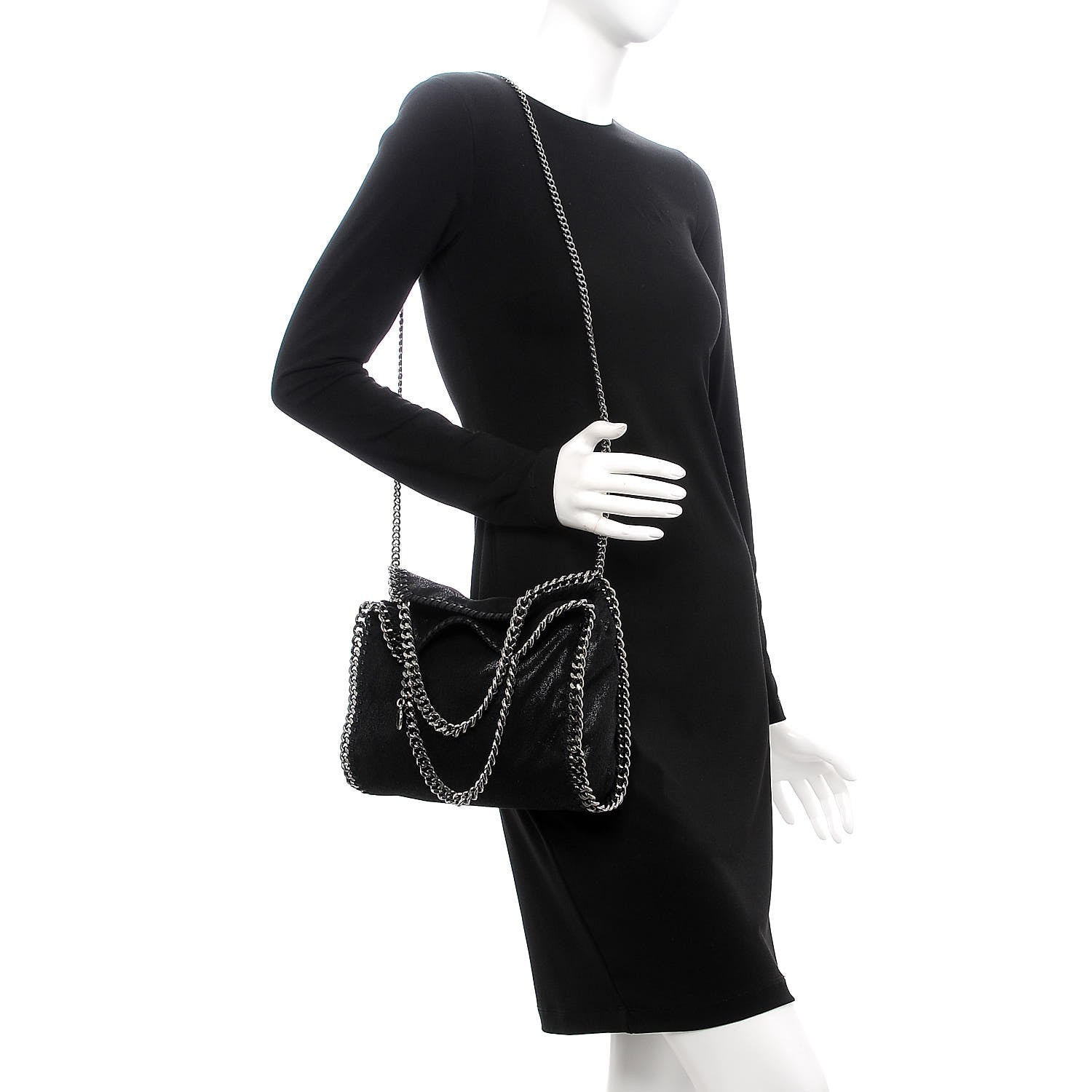 Stella McCartney Shaggy Deer Mini Falabella Fold Over Tote Black 2 of 8