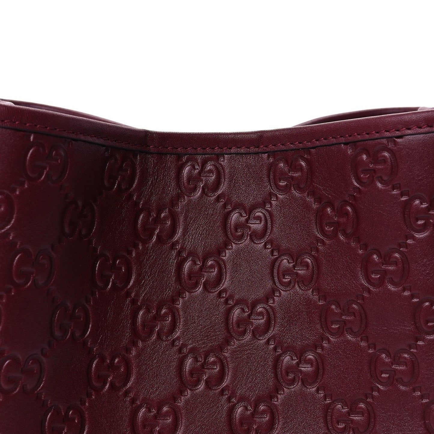 GG Calfskin Embossed Emblem Small Bucket Bag Rosso Ancora Red