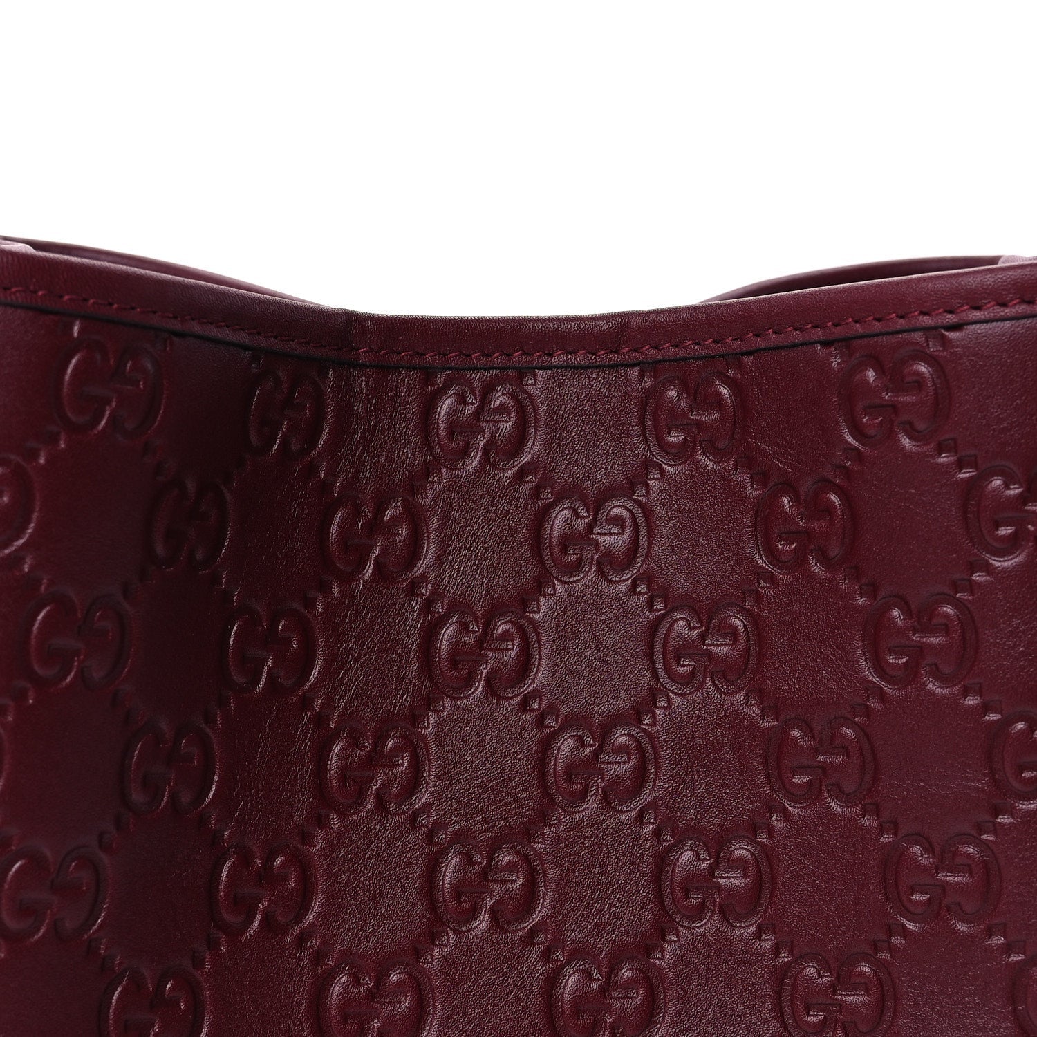 Gucci GG Calfskin Embossed Emblem Small Bucket Bag Rosso Ancora Red 6 of 8