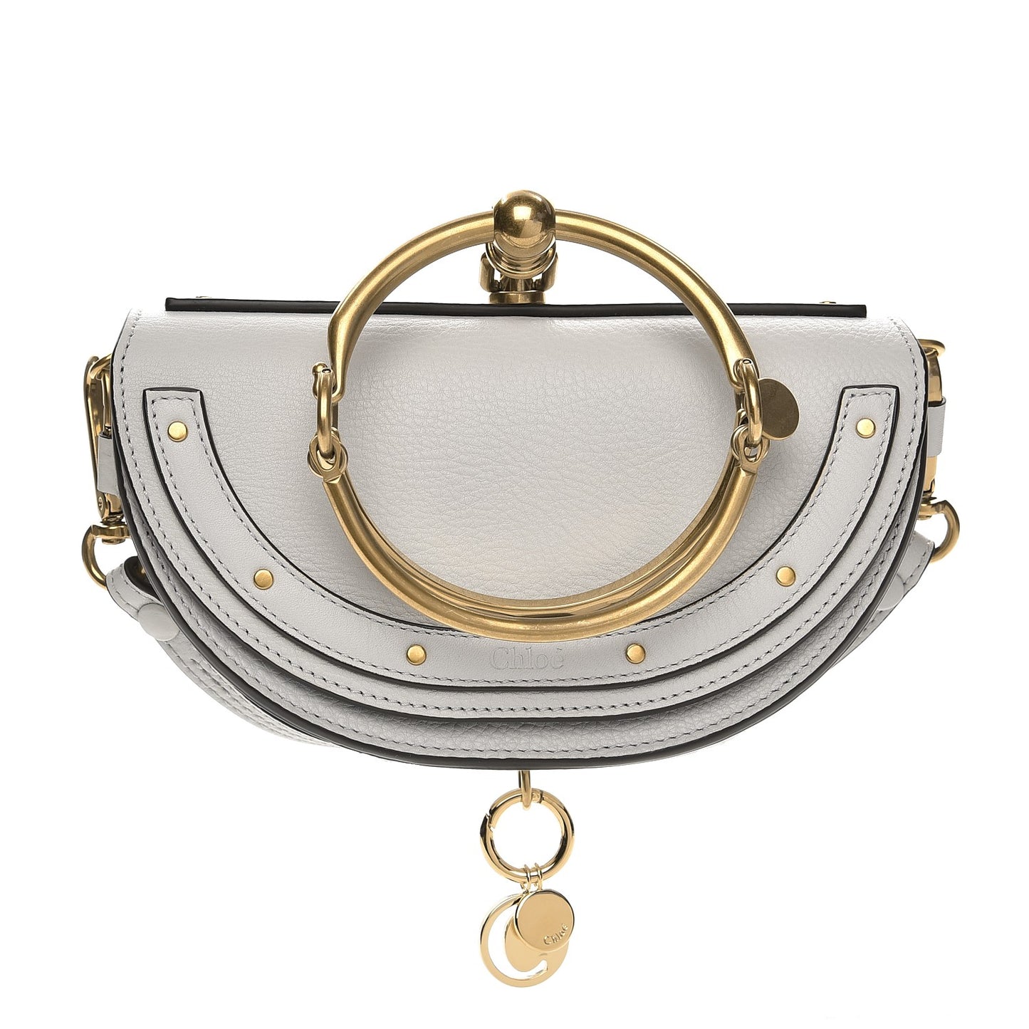 Calfskin Small Nile Bracelet Minaudiere Bag Airy Grey