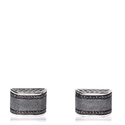 David Yurman Sterling Silver Black Diamond Chevron Cufflinks 1 of 6