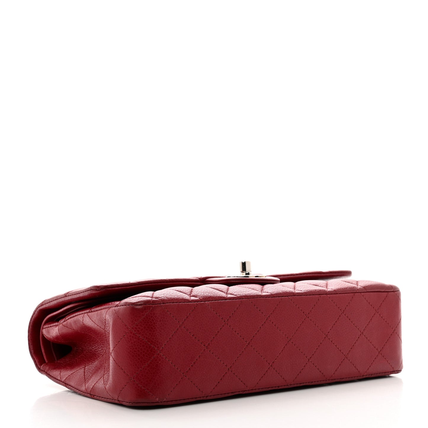 Caviar Quilted Medium Double Flap Dark Red