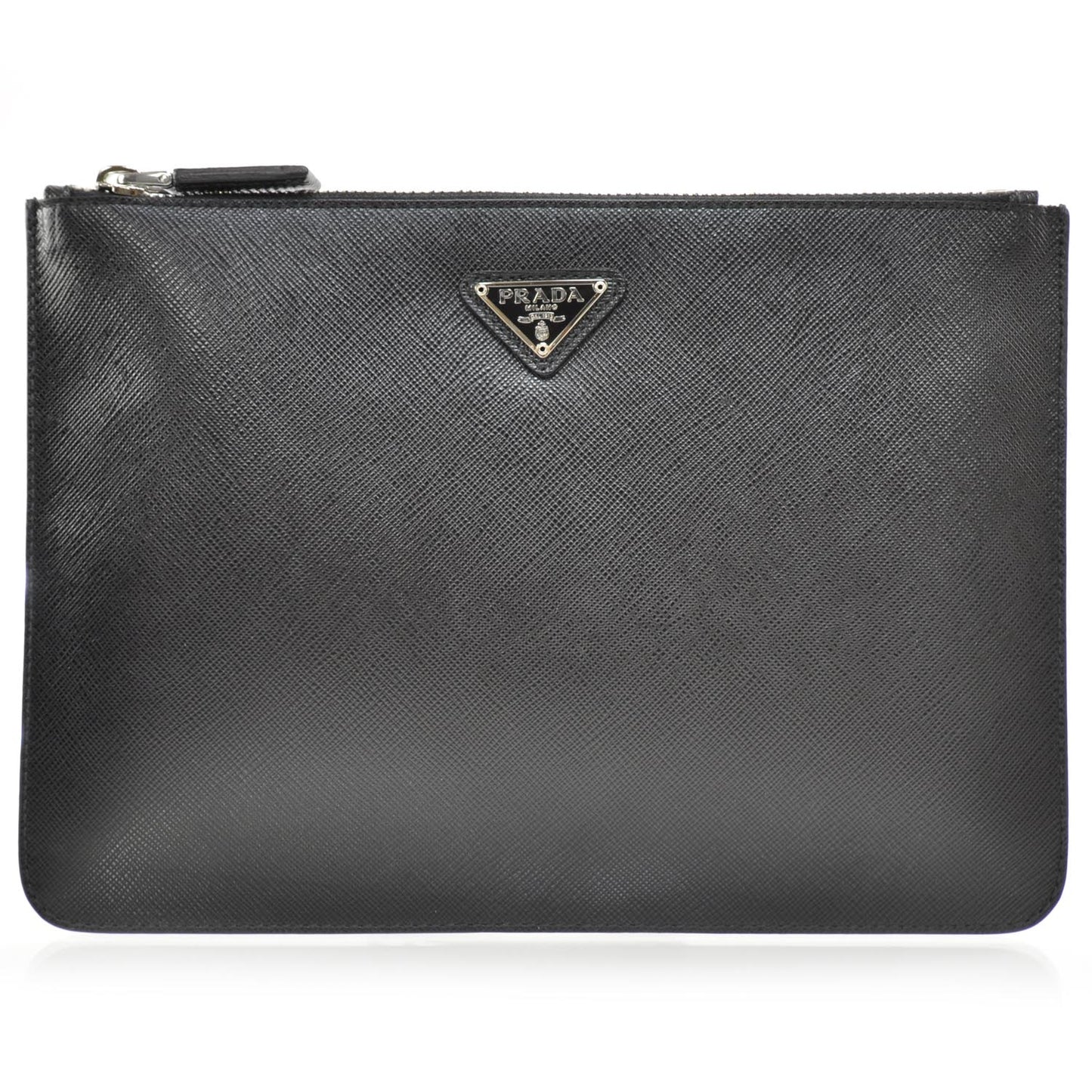 Saffiano Flat Cosmetic Pouch Nero Black
