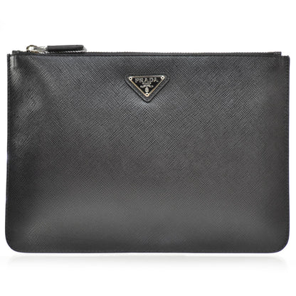 Prada Saffiano Flat Cosmetic Pouch Nero Black 1 of 8