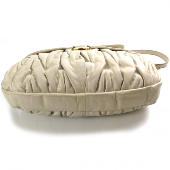 Leather Matelasse Coffer Hobo Bianco