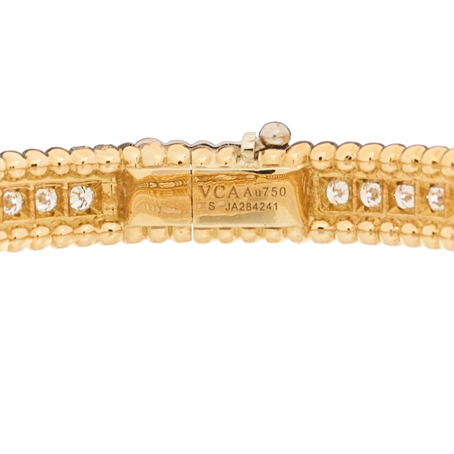 Van Cleef & Arpels 18K Yellow Gold Diamond Perlee 1-Row Bangle Bracelet S 3 of 4