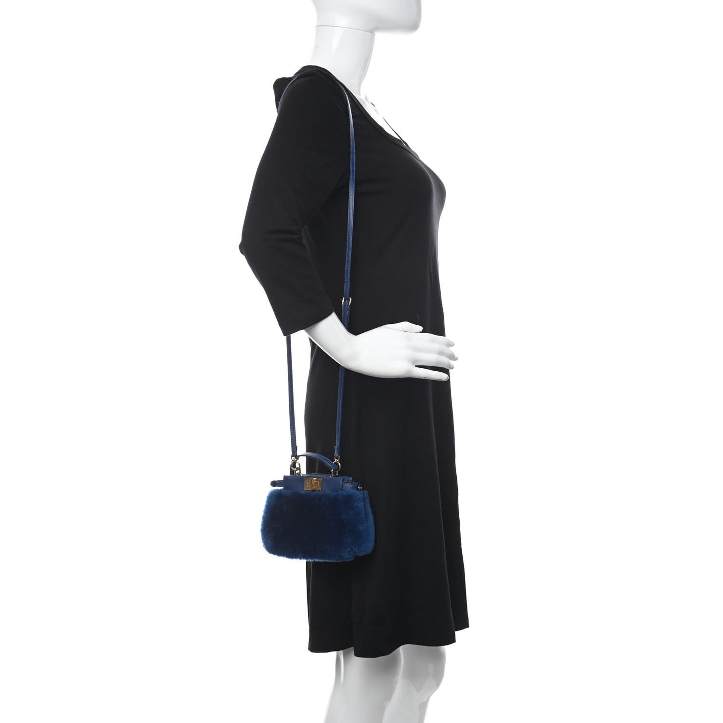Shearling Shiny Nappa Micro Peekaboo Iconic Satchel Blue