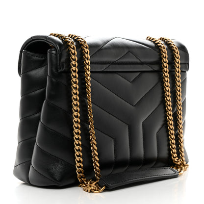 Saint Laurent Calfskin Y Quilted Monogram Small Loulou Chain Satchel Black 3 of 12