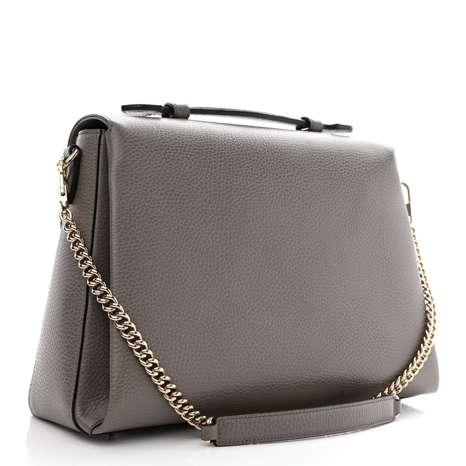 Gucci Dollar Calfskin Medium Interlocking G Top Handle Shoulder Bag Loess 3 of 13