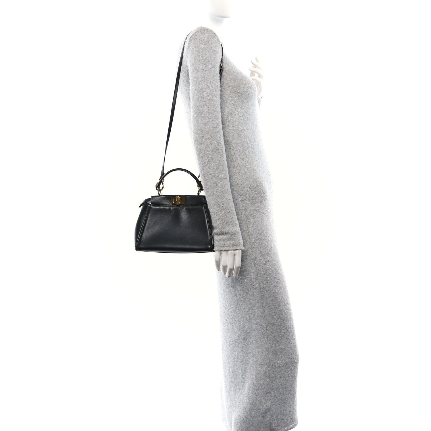 Fendi Nappa Mini Peekaboo Iconic Satchel Black 2 of 7