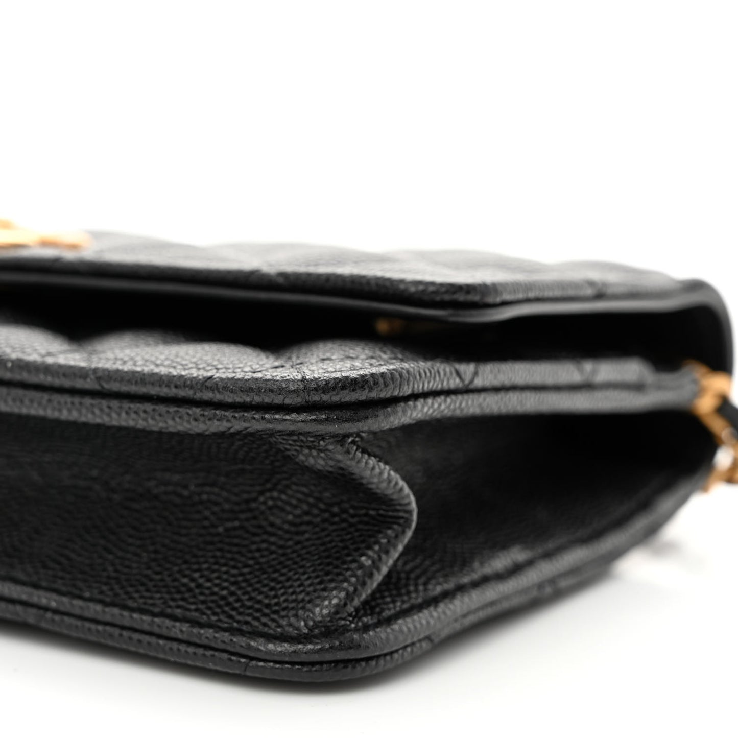 Caviar Quilted Camellia Wallet On Chain WOC Black