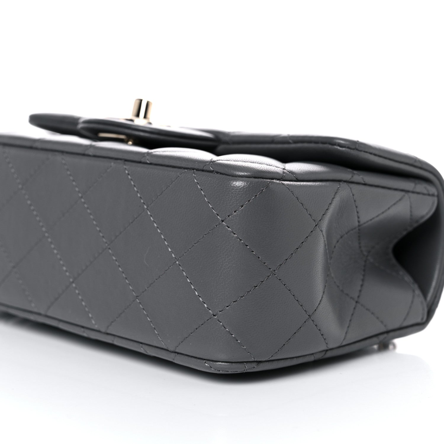 Chanel Lambskin Quilted Mini Top Handle Rectangular Flap Dark Grey 6 of 11