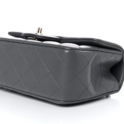 Chanel Lambskin Quilted Mini Top Handle Rectangular Flap Dark Grey 6 of 11