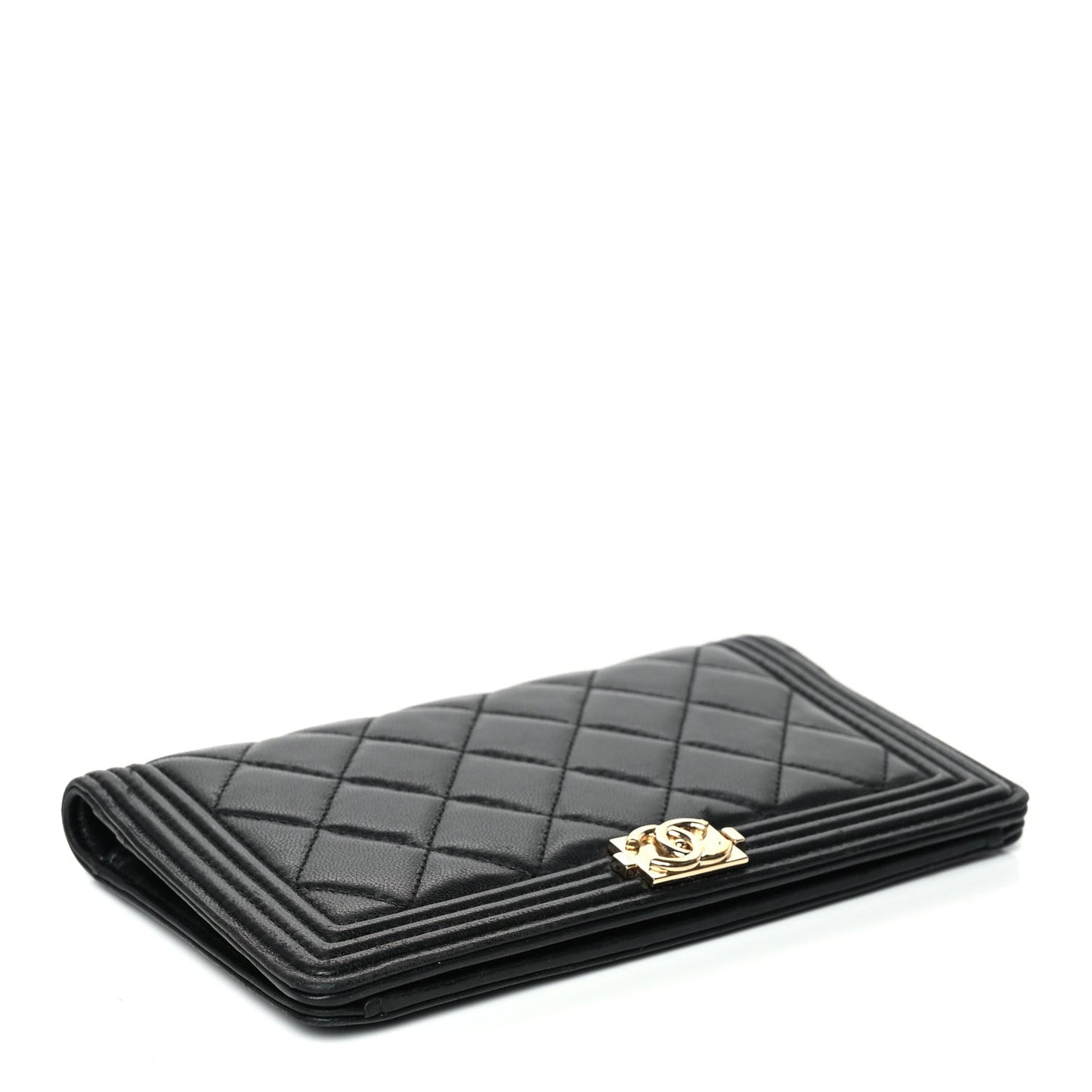 Lambskin Quilted Boy Yen Wallet Black