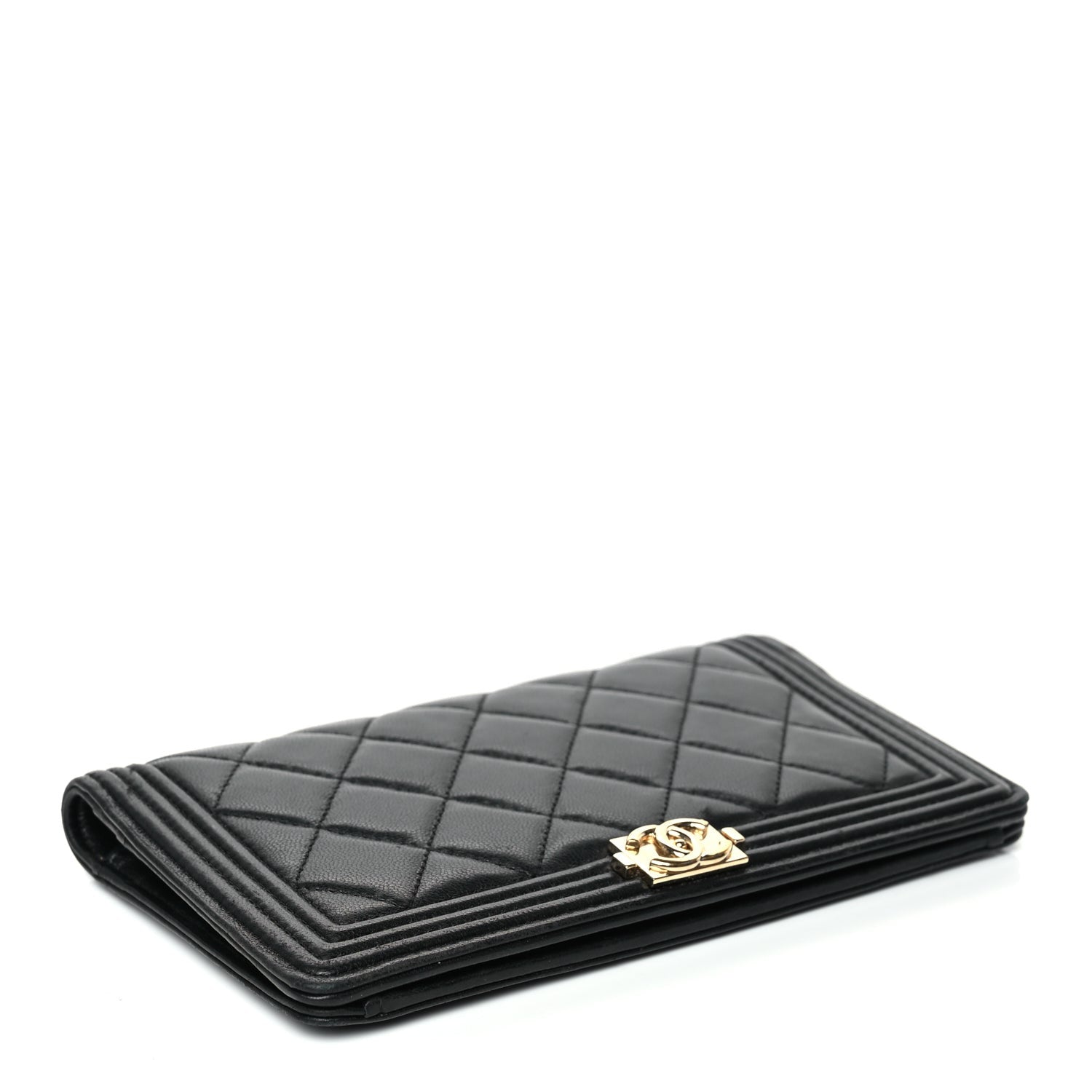 Chanel Lambskin Quilted Boy Yen Wallet Black 4 of 10