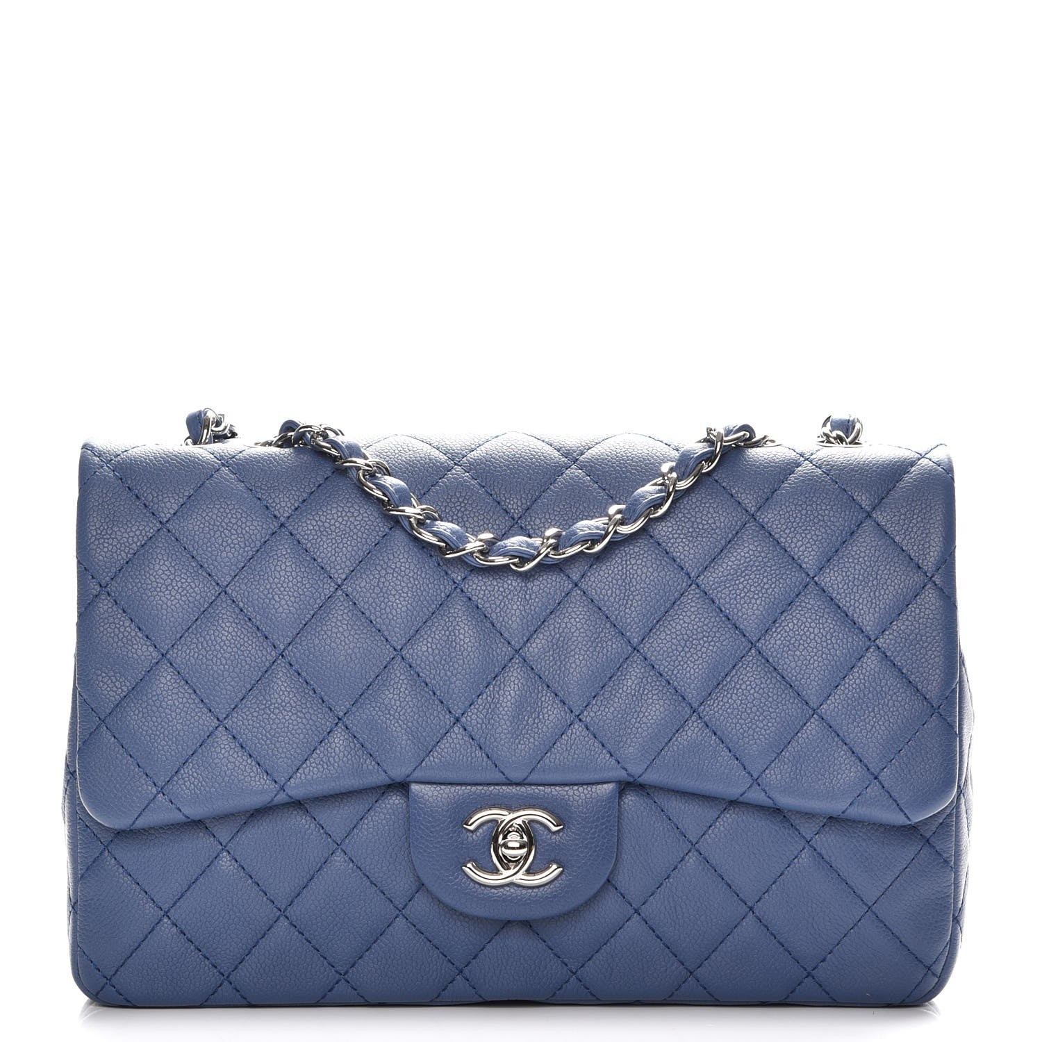 Chanel Washed Caviar Jumbo Single Flap Blue 1 of 9